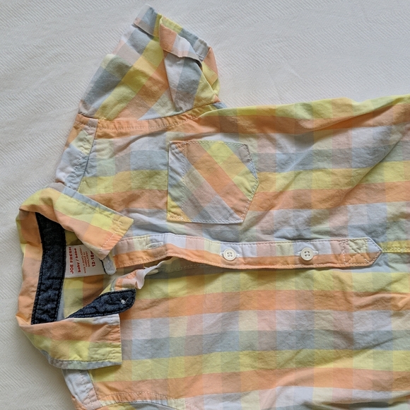 joe fresh pastel picnic gingham romper playsuit with collar 12-18 month baby boy - Picture 2 of 6